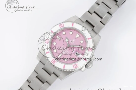 MiroTime 0104 Submariner Sandblasted DIWF Best Edition White Bezel Pink Dial Dial on SS Bracelet VR TravelReady 2066